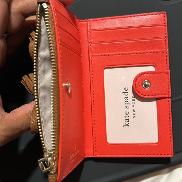 NWT Kate Spade Hayes Small Wallet in Warm Gingerbread brown leather Red - Picture 3 of 14